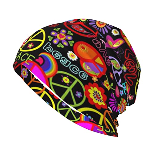 EDJKEJYCO Slouch Skull Cap, Peace and Love Beanie Mütze für Frühling, Herbst, Winter, Herren & Damen, siehe abbildung, One size von EDJKEJYCO