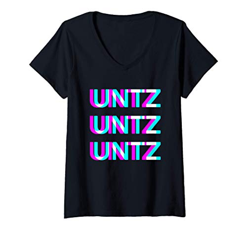 Damen UNTZ UNTZ Techno Raver Goa Trance Festival Rave Disco T-Shirt mit V-Ausschnitt von EDM Rave Disco DJ Techno