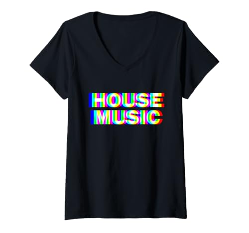 Damen EDM Musikfestival Techno Rave Dance Trippy Vaporwave Raver T-Shirt mit V-Ausschnitt von EDM Rave Music Party DJ Funny Vaporwave Halloween