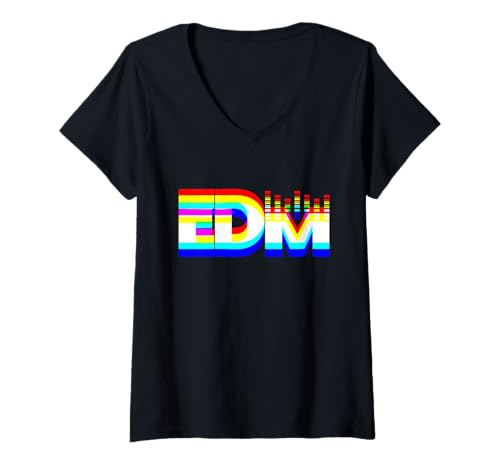 Damen EDM Musikfestival Techno Rave Dance Trippy Vaporwave Raver T-Shirt mit V-Ausschnitt von EDM Rave Music Party DJ Funny Vaporwave Halloween
