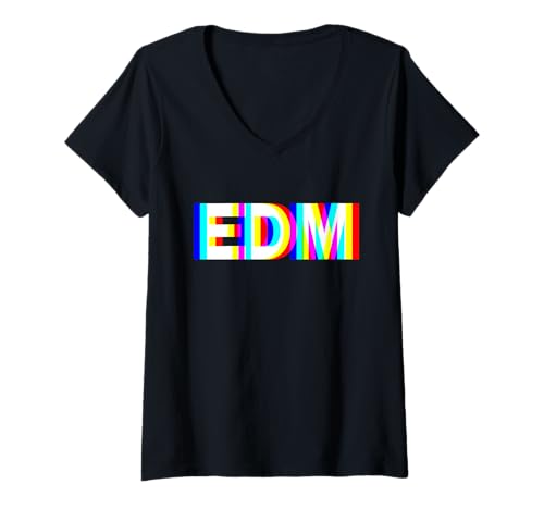 Damen EDM Musikfestival Techno Rave Dance Trippy Vaporwave Raver T-Shirt mit V-Ausschnitt von EDM Rave Music Party DJ Funny Vaporwave Halloween