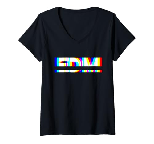 Damen EDM Musikfestival Techno Rave Dance Trippy Vaporwave Raver T-Shirt mit V-Ausschnitt von EDM Rave Music Party DJ Funny Vaporwave Halloween