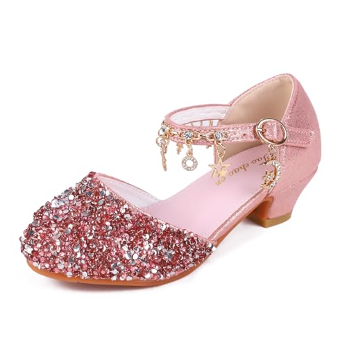 EDOSIR Mädchen Tanzschuhe Glitzer Shinning Abendschuhe Bowknot Low Heels Kleine Mädchen Mary Jane Schuhe Dress Up Prinzessin Schuhe Geburtstag Hochzeit, 36 EU von EDOSIR