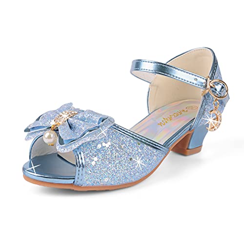 Mädchen Tanzschuhe Glitzer Shinning Abendschuhe Bowknot Low Heels 2Blau Größe 26 CN(25 EU) Kleine Mädchen Mary Jane Schuhe Dress Up Prinzessin Schuhe Geburtstag Hochzeit von EDOSIR