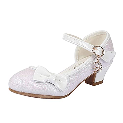 Mädchen Tanzschuhe Glitzer Shinning Abendschuhe Bowknot Low Heels 3Weiß Größe 28 CN(27 EU) Kleine Mädchen Mary Jane Schuhe Dress Up Prinzessin Schuhe Geburtstag Hochzeit von EDOSIR