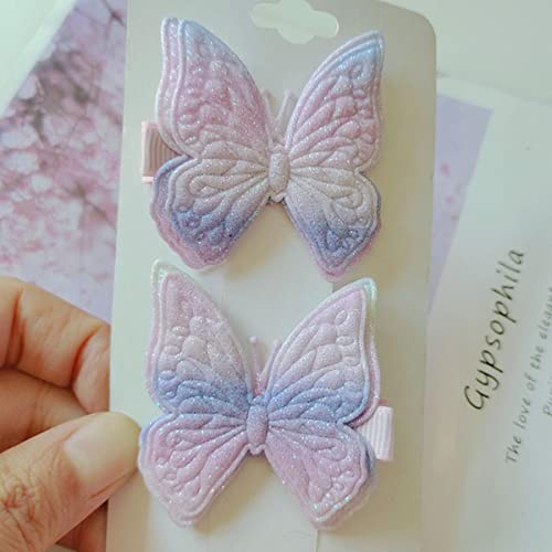 EDOSSA 12pcs Kinder Haarnadel Regenbogen Farbe Glitter Schmetterling Haarspange kleines Mädchen durchscheinend BB Clip schöne Kinder Haarspange-F von EDOSSA