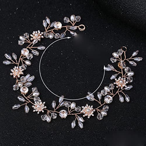 EDOSSA Braut Hochzeit Haarschmuck Kristall Perle Stirnbänder Haarrebe Haarschmuck Braut Brautjungfer Kopfschmuck Haarband Schmuck-GKY365 von EDOSSA