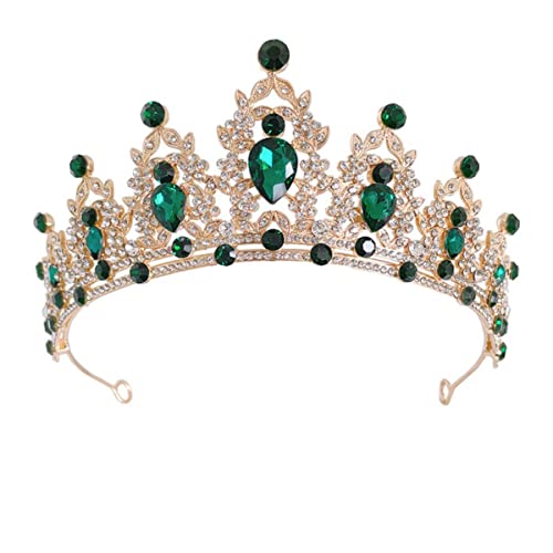 EDOSSA Vintage Kristall Strass Diademe und Kronen Mehr Farbe Königin Prinzessin Diademe Hochzeit Haarschmuck Frauen Schmuck-grün von EDOSSA