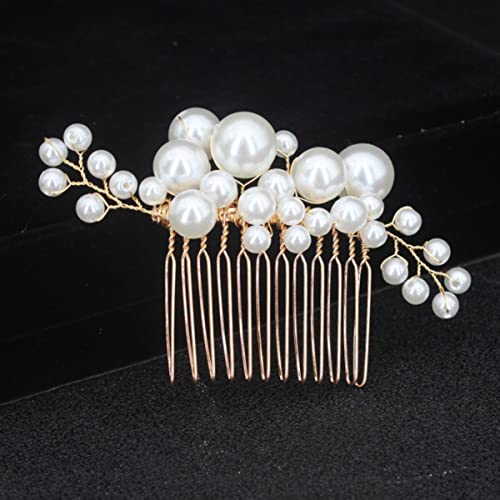 Goldfarbe Perle Hochzeit Haarkämme Haarschmuck für Frauen Kopfschmuck Schmuck Braut Kopfschmuck Frisur Design Tools-Comb-7 von EDOSSA