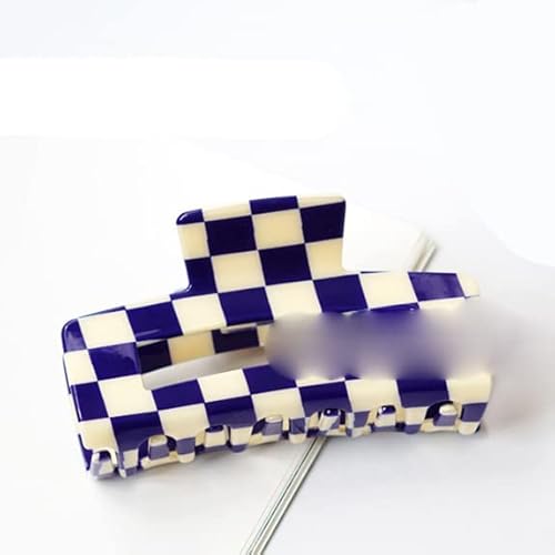 Große Multicolor Checkerboard Grid Square Halbkreis Haarspange Klaue Haar Frauen Haarschmuck-16-10,5 cm von EDOSSA