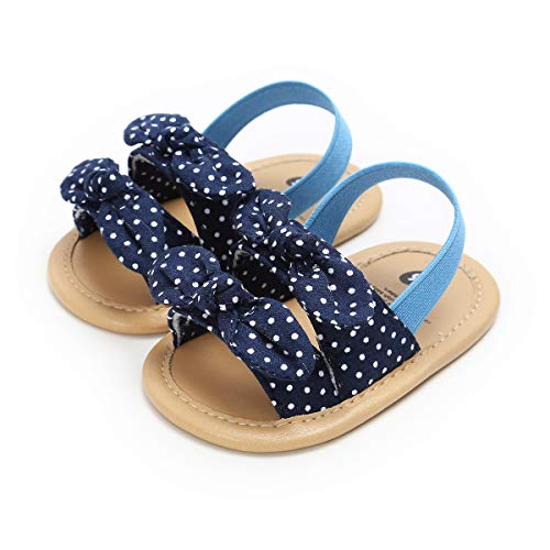 Baby Mädchen Sandalen, Sommer Prinzessin Sandalen Streifen Gitter Rüschen Design mit Fliege Weichgummisohle Strand/Pool Rutschen Sandalen First Walker Schuhe 0-18 Monate von EDOTON