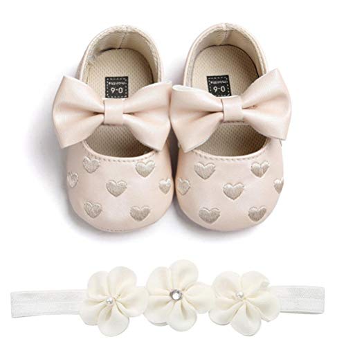 EDOTON Baby Mädchen 2 Pcs Kleinkind Party Schuhe Mit Stirnband, A - Khaki, Gr.- 6-12 Monate/Herstellergröße- 3 von EDOTON