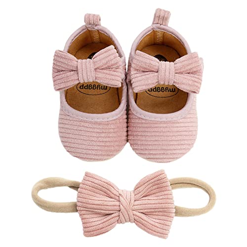 EDOTON 2 Pcs Kleinkind Schuhe+ Stirnband, Baby Mädchen Blumen Schuh Anti-Rutsch-Weiche Besondere Anlässe Taufe Hochzeit Party Schuhe von EDOTON