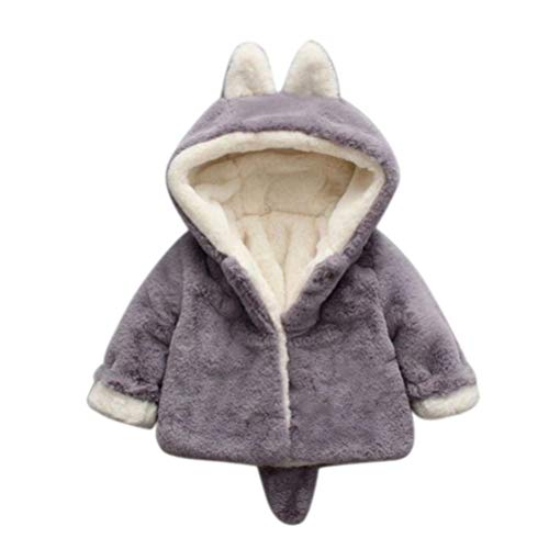 EDOTON Baby Kleinkind Mädchen Faux Pelz Mantel Winterjacke Kinderjacken Warm Winter Jacken Dicke Kleidung Oberbekleidung (0-6 Monate, Grau) von EDOTON