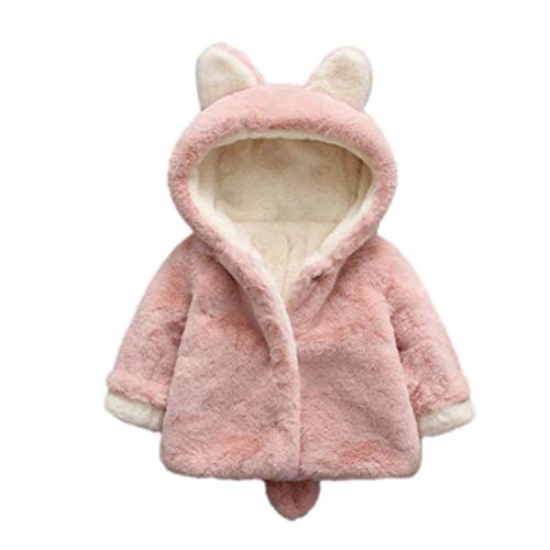 EDOTON Baby Kleinkind Mädchen Faux Pelz Mantel Winterjacke Kinderjacken Warm Winter Jacken Dicke Kleidung Oberbekleidung (12-18 Monate, Rosa) von EDOTON