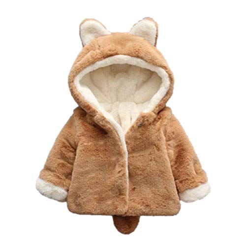 EDOTON Baby Kleinkind Mädchen Faux Pelz Mantel Winterjacke Kinderjacken Warm Winter Jacken Dicke Kleidung Oberbekleidung (24-36 Monate, Braun) von EDOTON