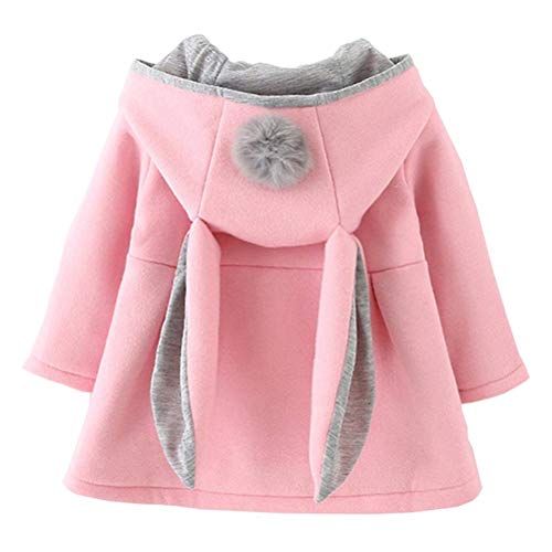 EDOTON Baby Mädchen Mäntel aus Baumwolle Frühlung Herbst Winter Jacken mit Haarballen Kaninchen Ohr Kleinkinder warm Kleidung (2-3 Jahre, Rosa) von EDOTON