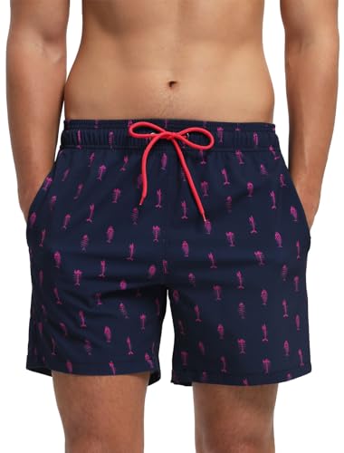 EDOTON Badehose für Herren mit Reißverschlusstasche Schnell Trocknend Wasserdicht Badeshorts Verstellbare Badeshorts mit Kordelzug (EU M/Tag L, Fischgräten) von EDOTON