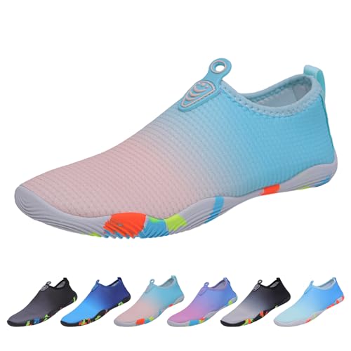 EDOTON Badeschuhe Herren Damen Wasserschuhe Aquaschuhe Sommer Schwimmschuhe Strandschuhe Leichte Barfußschuhe Schnell Trockene Surfschuhe(36 EU,Hellrosa) von EDOTON