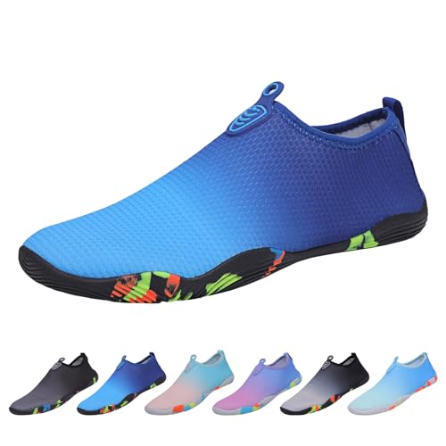 EDOTON Badeschuhe Herren Damen Wasserschuhe Aquaschuhe Sommer Schwimmschuhe Strandschuhe Leichte Barfußschuhe Schnell Trockene Surfschuhe(37 EU,Royal Blue) von EDOTON