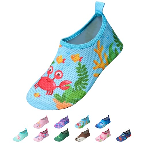 EDOTON Badeschuhe Kinder Mädchen Schwimmschuhe Wasserschuhe Strandschuhe Aquaschuhe Sommer Schwimmschuhe Strandschuhe Leichte Barfußschuhe Schnell Trockene Surfschuhe(EU 22-23,Krabbe) von EDOTON