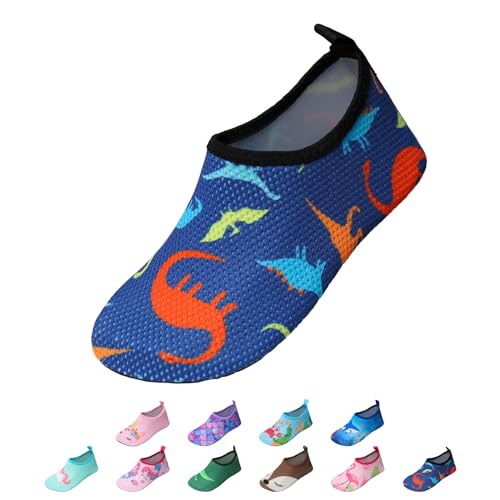 EDOTON Badeschuhe Kinder Mädchen Schwimmschuhe Wasserschuhe Strandschuhe Aquaschuhe Sommer Schwimmschuhe Strandschuhe Leichte Barfußschuhe Schnell Trockene Surfschuhe(EU 22-23,Tiefblaue Farbe) von EDOTON