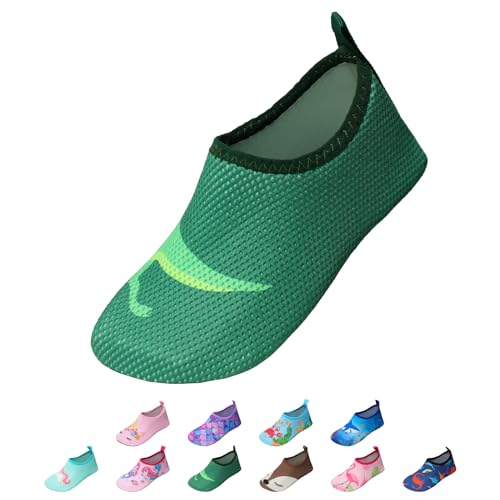 EDOTON Badeschuhe Kinder Mädchen Schwimmschuhe Wasserschuhe Strandschuhe Aquaschuhe Sommer Schwimmschuhe Strandschuhe Leichte Barfußschuhe Schnell Trockene Surfschuhe(EU 24-25,grün) von EDOTON