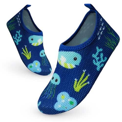 EDOTON Badeschuhe Kinder Mädchen Wasserschuhe Kleinkind Schwimmschuhe Strandschuhe Aquaschuhe rutschfeste Wattschuhe Barfussschuhe für Mädchen (EU 32-33,A-Unterwasserwelt) von EDOTON