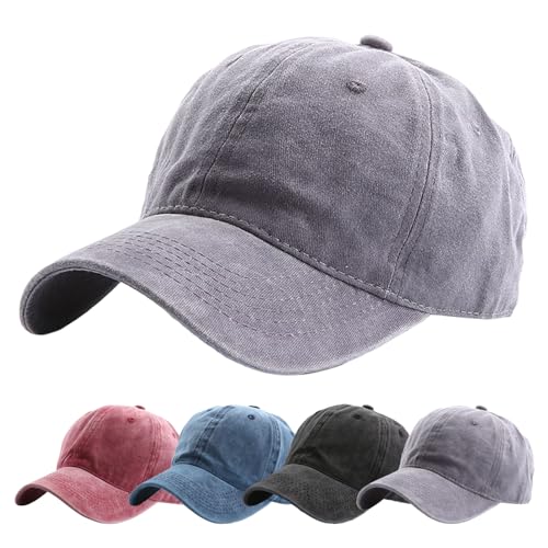 EDOTON Baseball Cap Damen Outdoor Baseballkappe Klassische Verstellbare Planit-Mütze Sport Freizeit Sommercap Sonnenhut Sport Reisen Draußen Kappen Hüte,Gewaschen hellgrau von EDOTON