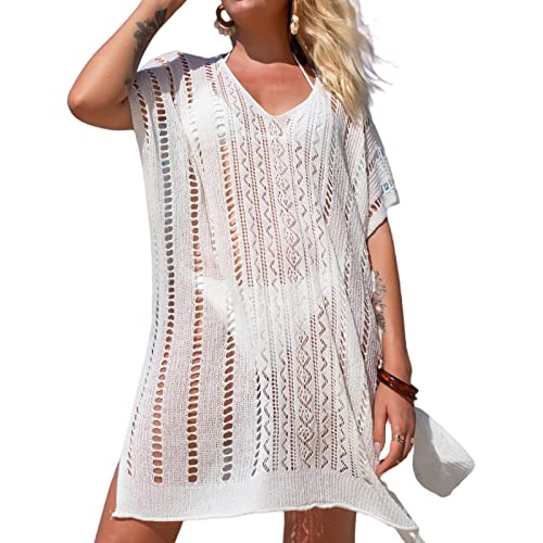 EDOTON Damen Gestrickte Strandkleid Bikini Cover Up Sommer Strand Vertuschen Bikinibluse (A4) von EDOTON