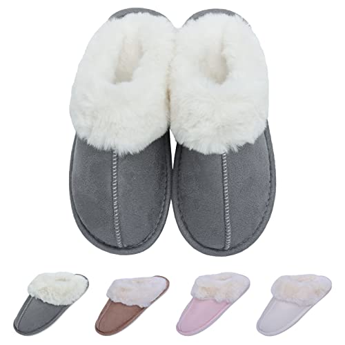 EDOTON Hausschuhe Damen Winter Plüsch Hausschuhe Herren Warme Slippers Schlappen Pantoffeln aus Baumwolle mit TPR-Sohle von EDOTON
