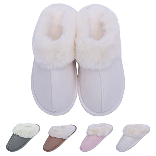 EDOTON Hausschuhe Damen Winter Plüsch Hausschuhe Herren Warme Slippers Schlappen Pantoffeln aus Baumwolle mit TPR-Sohle von EDOTON