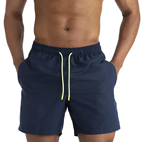 EDOTON Herren Badeshorts, schnelltrocknend wasserdicht Herren Badeshorts mit Taschen Schwimmen/Surfen/Freizeit (2XL, Blau) von EDOTON