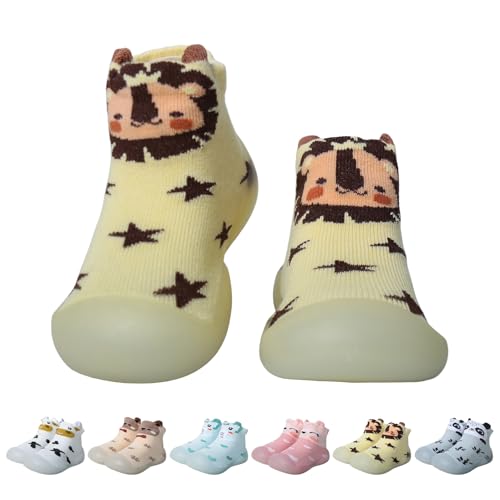 EDOTON Krabbelschuhe Baby Lauflernschuhe Kinder Sockenschuhe rutschfeste Weiche Sohle Schuhe Babybodenschuhe für Mädchen Junge (Löwe,2-3 Jahre,26/27) von EDOTON