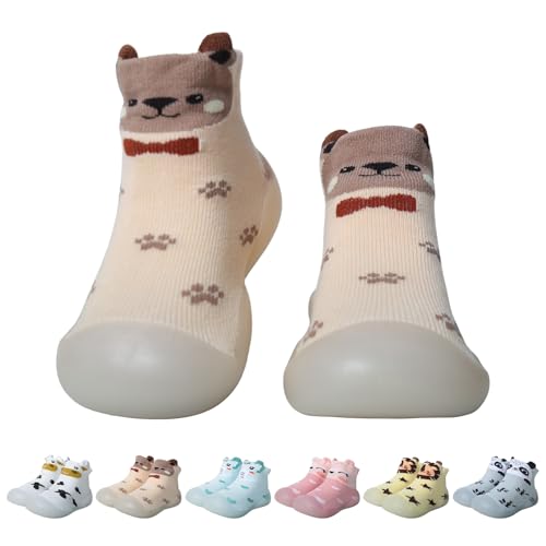EDOTON Krabbelschuhe Baby Lauflernschuhe Kinder Sockenschuhe rutschfeste Weiche Sohle Schuhe Babybodenschuhe für Mädchen Junge (Welpe,18-24 Monate,24/25) von EDOTON