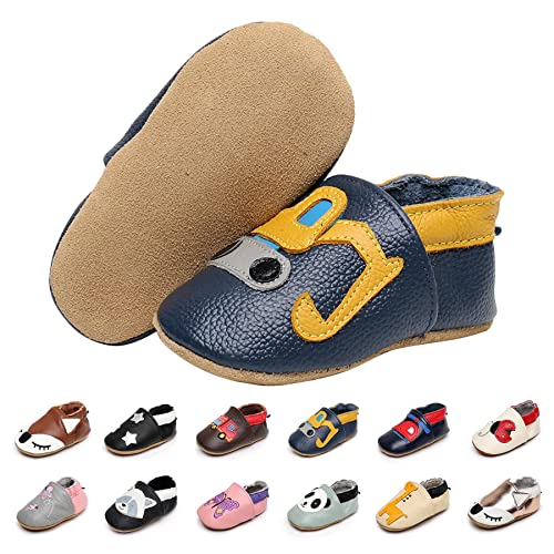 EDOTON Krabbelschuhe Baby LederLauflernschuhe Mädchen mit weichen Wildledersohlen Lederschuhe Baby Jungen Mädchen Hausschuhe 0-24 Monate von EDOTON