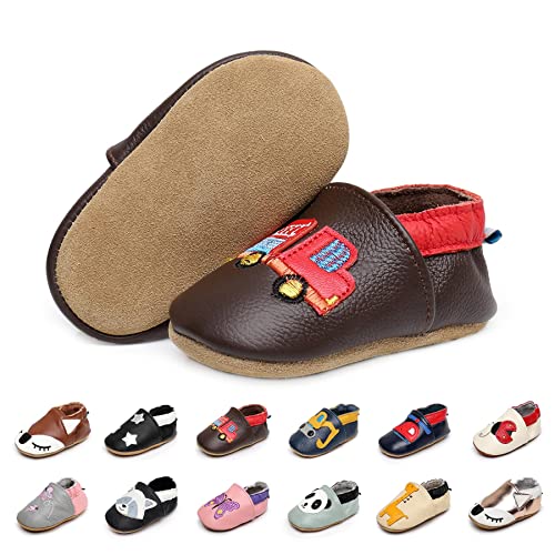 EDOTON Krabbelschuhe Baby LederLauflernschuhe Mädchen mit weichen Wildledersohlen Lederschuhe Baby Jungen Mädchen Hausschuhe 0-24 Monate von EDOTON