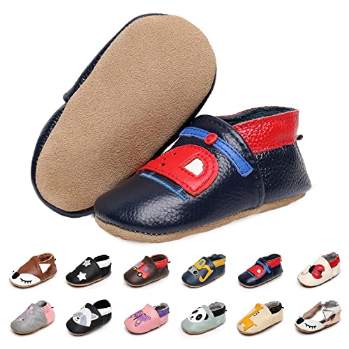 EDOTON Krabbelschuhe Baby LederLauflernschuhe Mädchen mit weichen Wildledersohlen Lederschuhe Baby Jungen Mädchen Hausschuhe 0-24 Monate von EDOTON