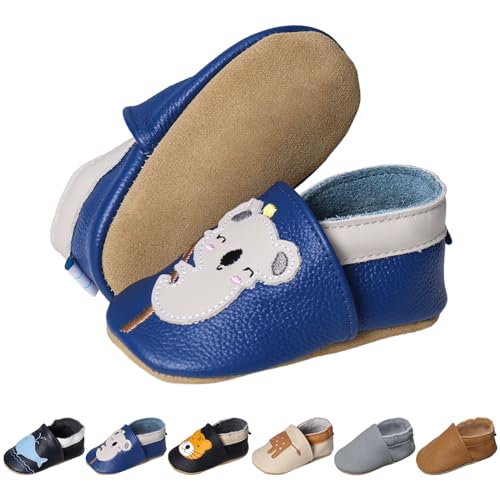 EDOTON Krabbelschuhe Baby LederLauflernschuhe Mädchen mit weichen Wildledersohlen Lederschuhe Baby Jungen Mädchen Hausschuhe 0-24 Monate von EDOTON