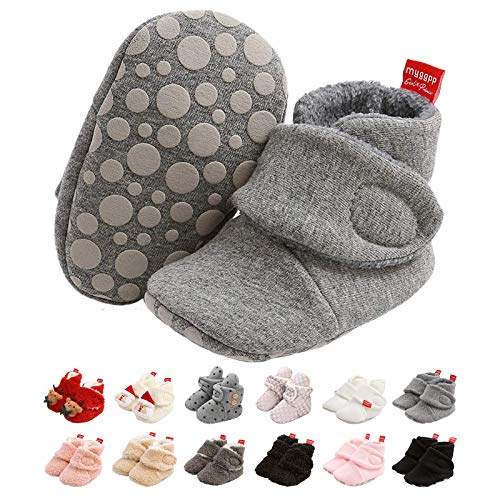 EDOTON Unisex-Baby Neugeborenes Fleece Booties, Schneestiefel Weiche Sohlen Streifen Bootie Kleinkind Stiefel Niedlich Stiefel Socke Einstellbar von EDOTON