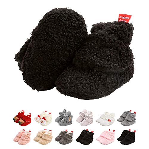EDOTON Unisex-Baby Neugeborenes Fleece Booties, Schneestiefel Weiche Sohlen Streifen Bootie Kleinkind Stiefel Niedlich Stiefel Socke Einstellbar von EDOTON