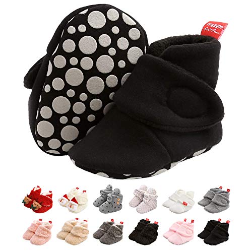 Unisex-Baby Neugeborenes Fleece Booties, Schneestiefel Weiche Sohlen Streifen Bootie Kleinkind Stiefel Niedlich Stiefel Socke Einstellbar von EDOTON
