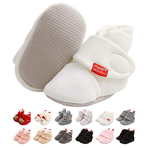 EDOTON Unisex-Baby Neugeborenes Fleece Booties, Schneestiefel Weiche Sohlen Streifen Bootie Kleinkind Stiefel Niedlich Stiefel Socke Einstellbar von EDOTON