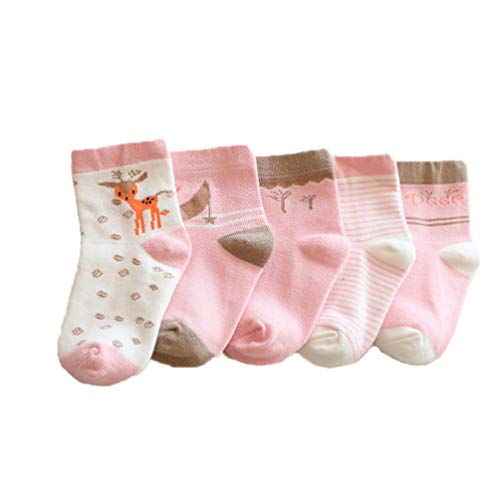 EDOTON Unisex Jungen Mädchen Socken, 5 Paar Kleinkind Winter Gekämmte Baumwolle Süße Weihnachtssocken für Kinder 0-12 Jahren (S: 1-3 Jahre, 1a) von EDOTON