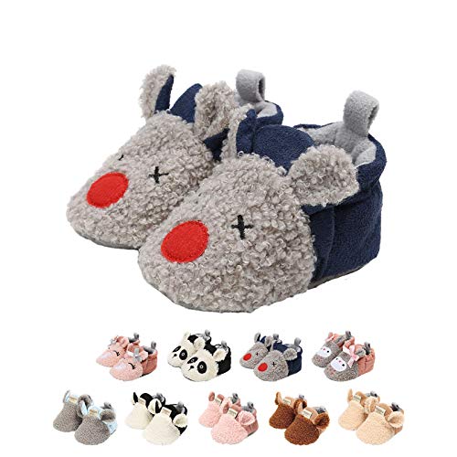 EDOTON Unisex Neugeborene Tier Schuhe,Süß Rutschfest Sohle Weich Winter Warm Haus Innen Ausdruck Stiefel zum Baby Jungs Mädchen (0-6 Monate, A_ Eichhörnchen) von EDOTON