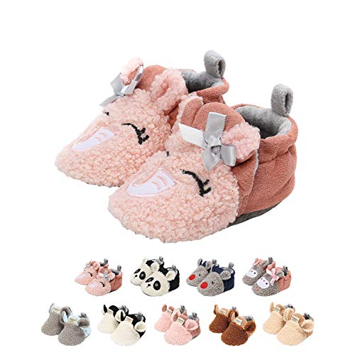 EDOTON Unisex Neugeborene Tier Schuhe,Süß Rutschfest Sohle Weich Winter Warm Haus Innen Ausdruck Stiefel zum Baby Jungs Mädchen (6-12 Monate, A_ Elefant) von EDOTON