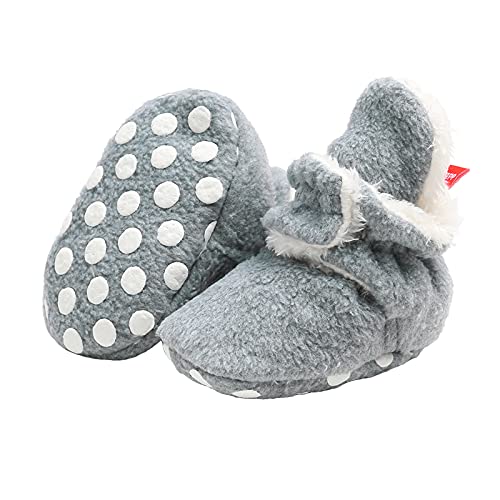 EDOTON Unisex Neugeborenes Schneestiefel Weiche Sohlen Streifen Bootie Kleinkind Stiefel Niedlich Stiefel Socke Einstellbar (0-6 Monate, Grau) von EDOTON