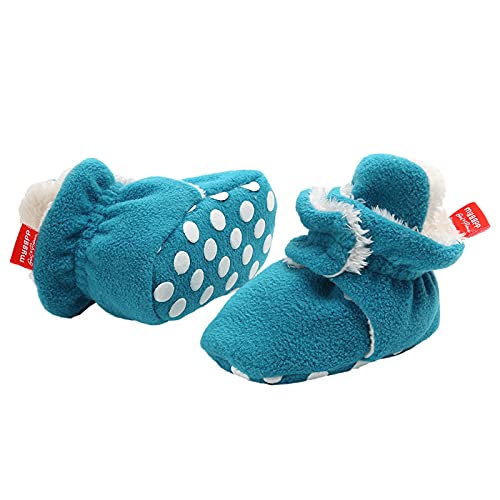 Unisex Neugeborenes Schneestiefel Weiche Sohlen Streifen Bootie Kleinkind Stiefel Niedlich Stiefel Socke Einstellbar (6-12 Monate, Blau) von EDOTON