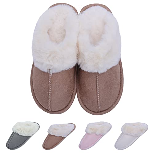 EDOTON Hausschuhe Damen Winter Plüsch Hausschuhe Unisex Warme Schlappen Pantoffeln aus Baumwolle mit TPR-Sohle von EDOTON