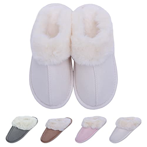 EDOTON Hausschuhe Damen Winter Plüsch Hausschuhe Unisex Warme Schlappen Pantoffeln aus Baumwolle mit TPR-Sohle von EDOTON